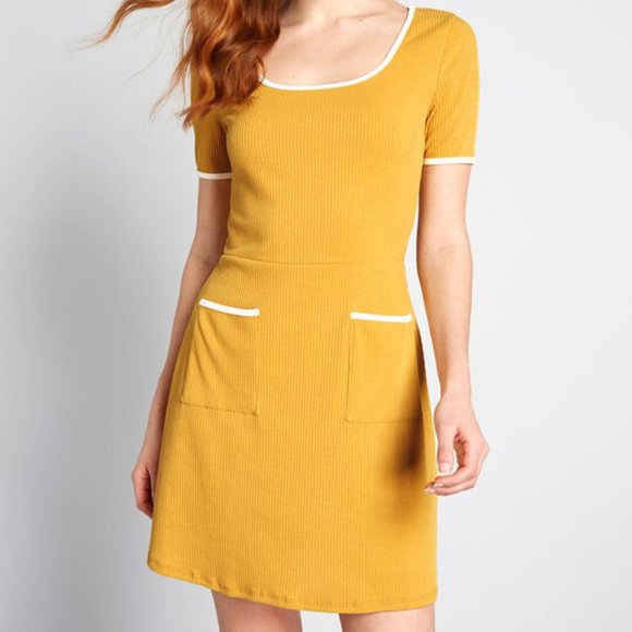 Modcloth Dresses & Skirts - NWT XS Modcloth Mustard Yellow Vintage Style Dress